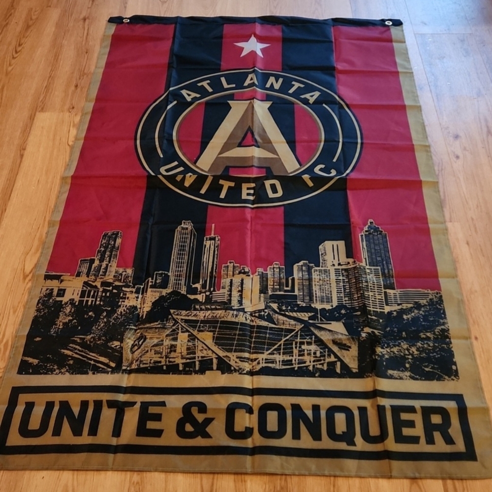 Atlanta United  Flag - Red and Black w two holes to hang.